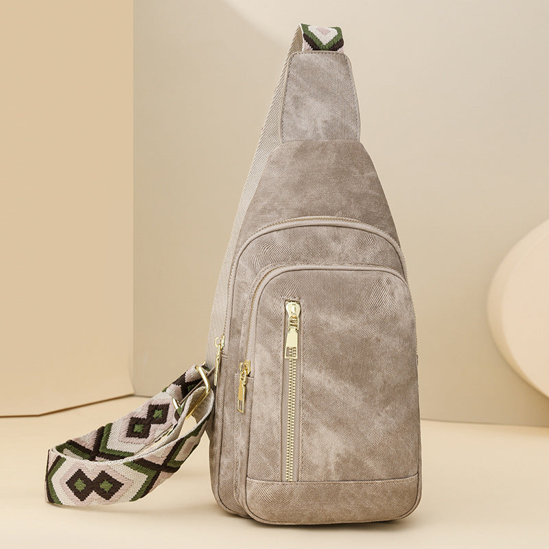 Retro Chest Bag Women's Texture Soft Leather Backpack New Fashion Versatile Chest Bag Women's Casual One Shoulder Diagonal