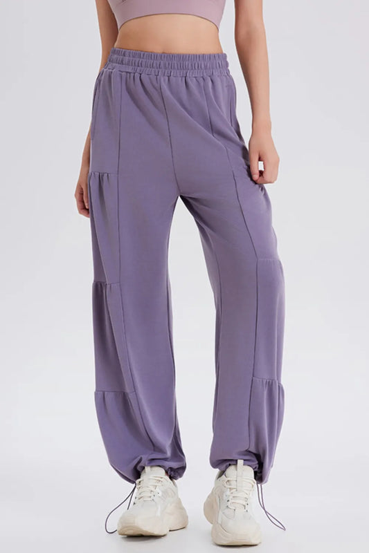 Drawstring Elastic Waist Ruched Joggers
