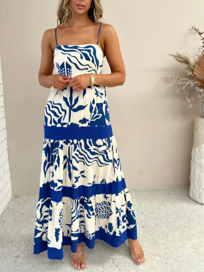 Printed Square Neck Maxi Cami Dress