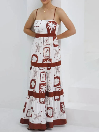 Printed Square Neck Maxi Cami Dress