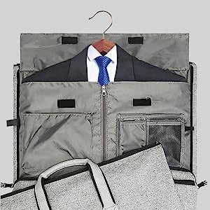 PU leather portable men's and women's foldable suit bag, multifunctional travel luggage bag