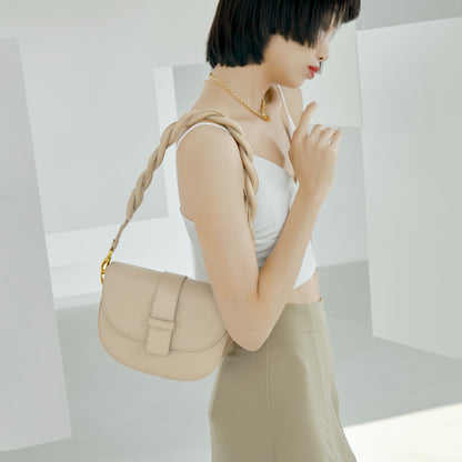 Women's new trend semi-circle leather bag underarm small round bag shoulder messenger bag