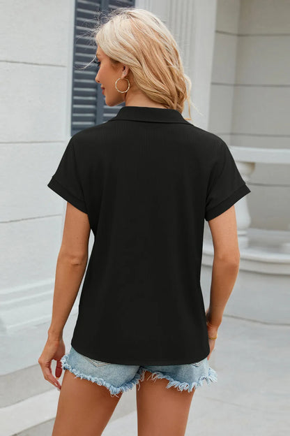 Collar Short Sleeve Blouse