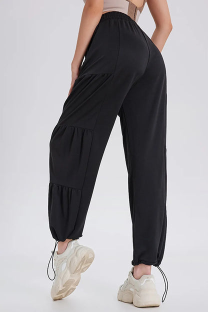 Drawstring Elastic Waist Ruched Joggers