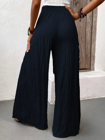 Summer fashionable high waisted design casual wide leg pants