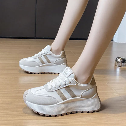 Side Striped Lace Up Platform Athletic Sneakers