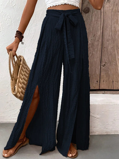 Summer fashionable high waisted design casual wide leg pants