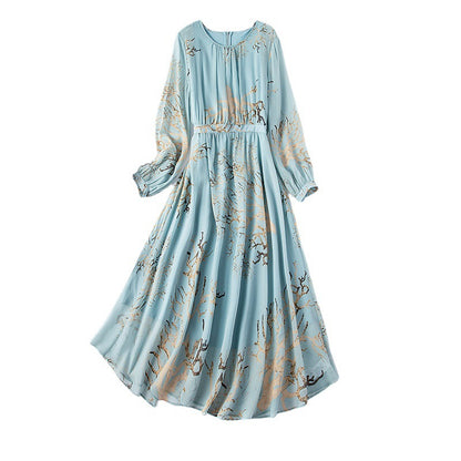 Elegant Silk Maxi Dress with Fashionable Prints
