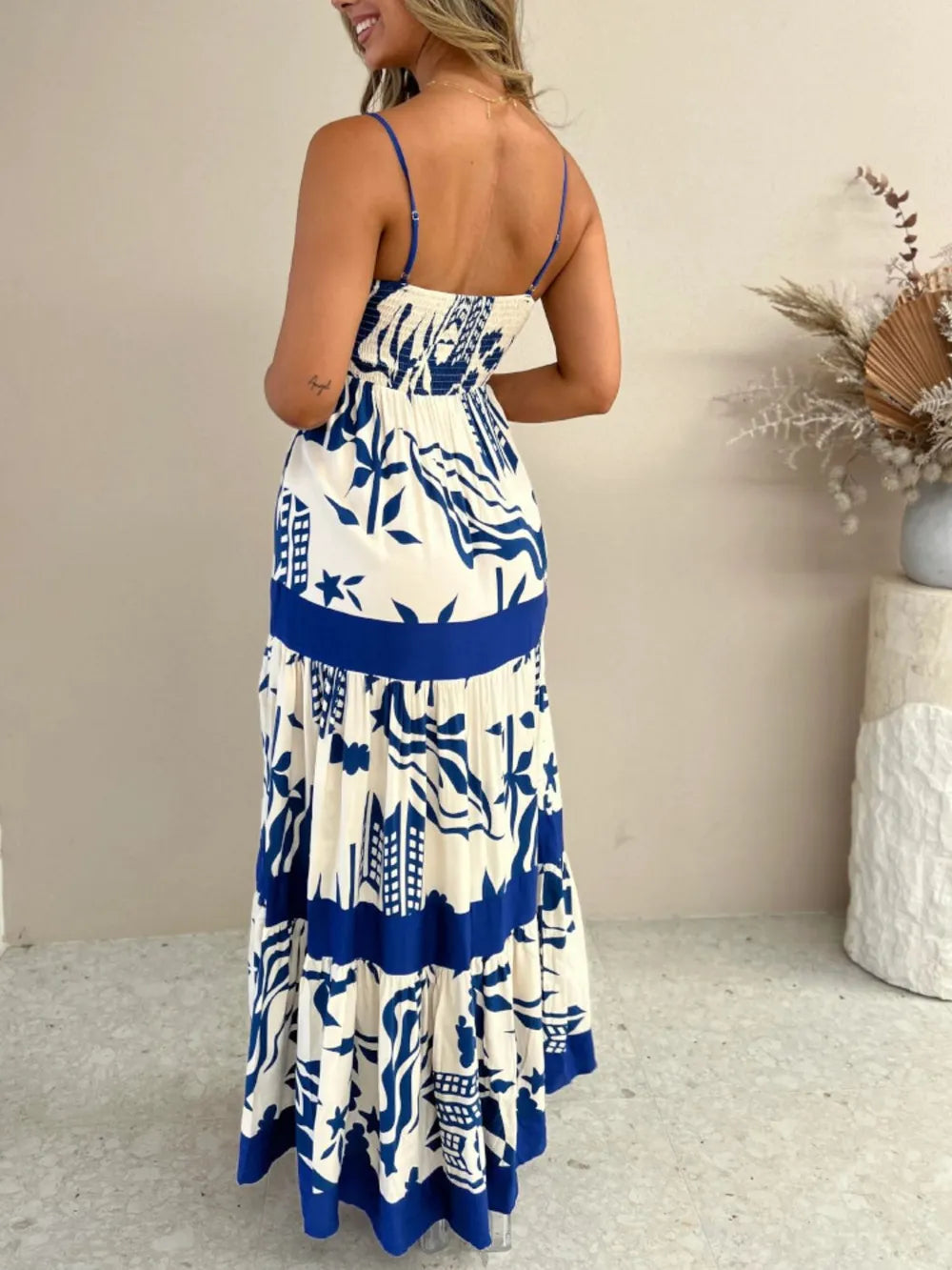 Printed Square Neck Maxi Cami Dress