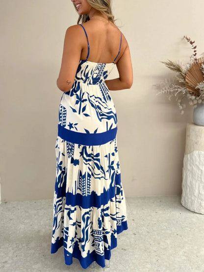 Printed Square Neck Maxi Cami Dress