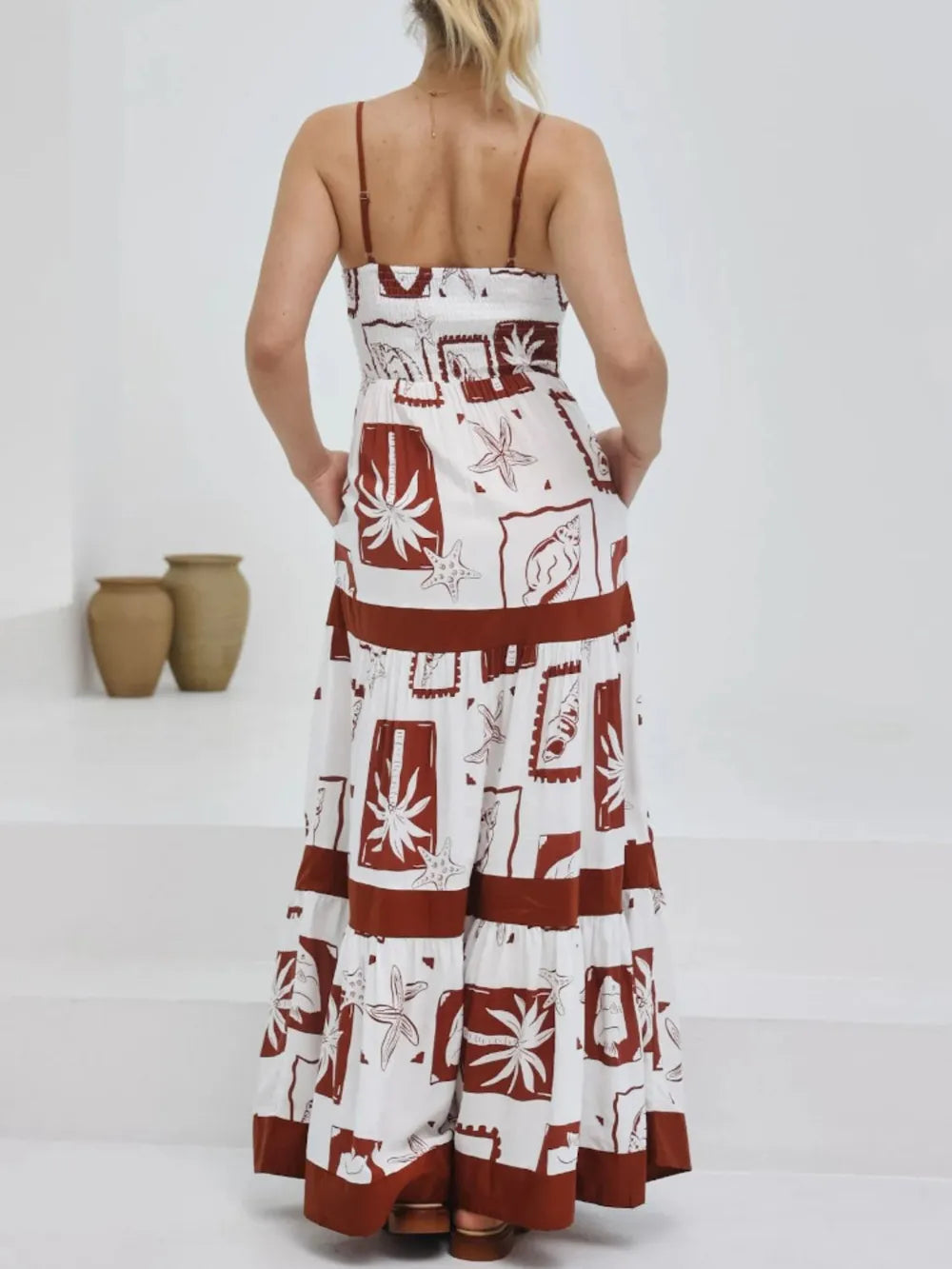 Printed Square Neck Maxi Cami Dress