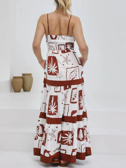 Printed Square Neck Maxi Cami Dress