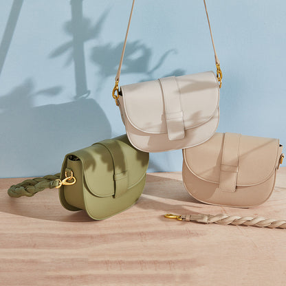 Women's new trend semi-circle leather bag underarm small round bag shoulder messenger bag