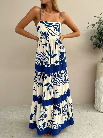 Printed Square Neck Maxi Cami Dress