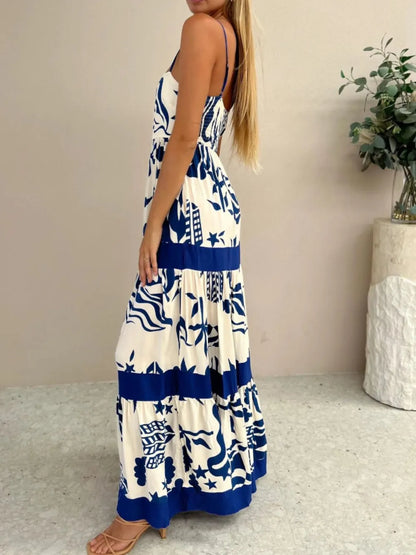 Printed Square Neck Maxi Cami Dress