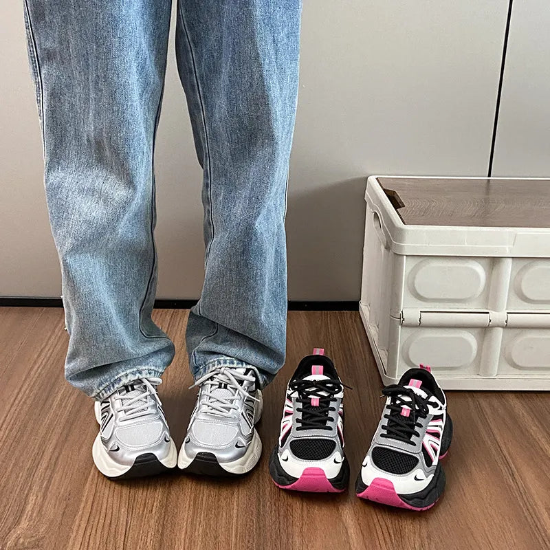 Lace-Up Platform Athletic Shoes