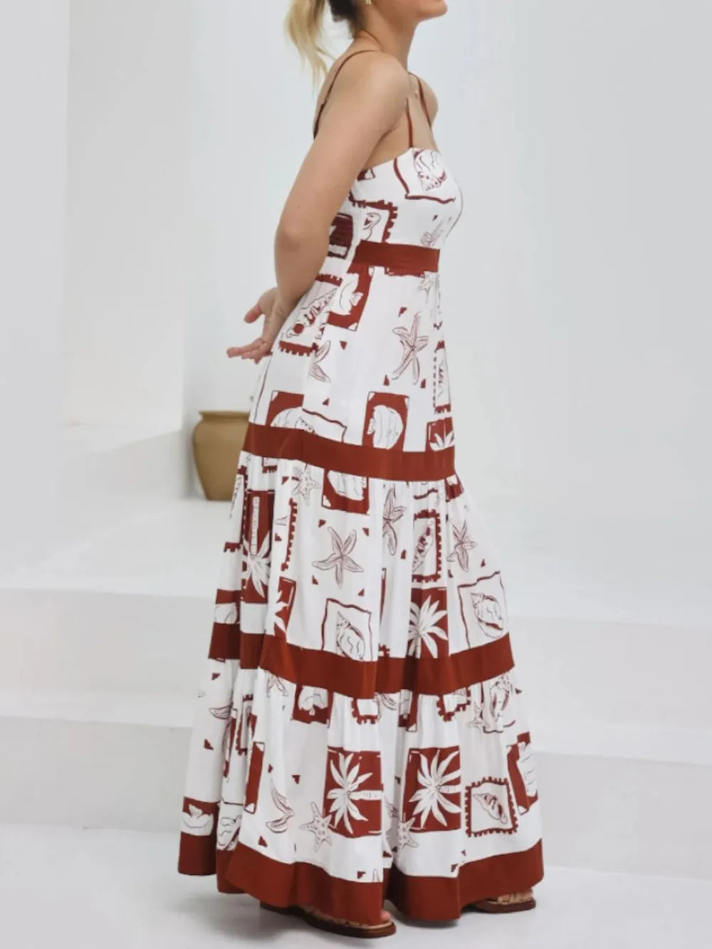 Printed Square Neck Maxi Cami Dress