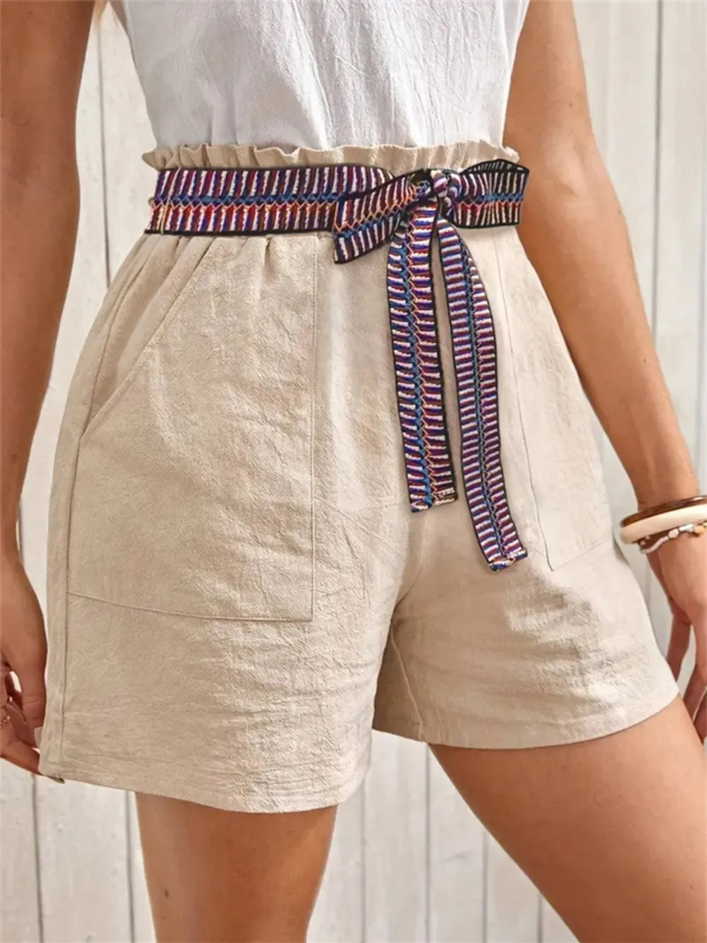 Tied High Waist Shorts