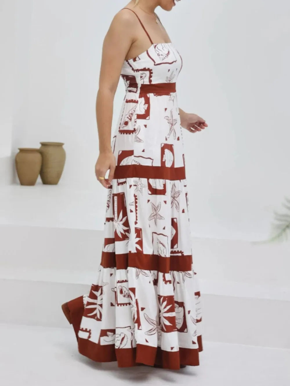 Printed Square Neck Maxi Cami Dress
