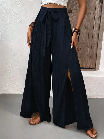 Summer fashionable high waisted design casual wide leg pants