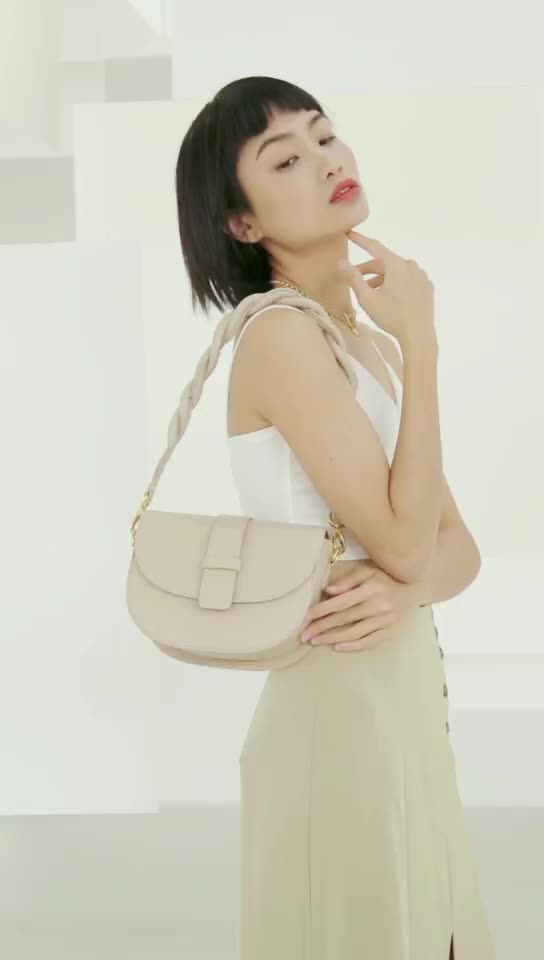 Women's new trend semi-circle leather bag underarm small round bag shoulder messenger bag