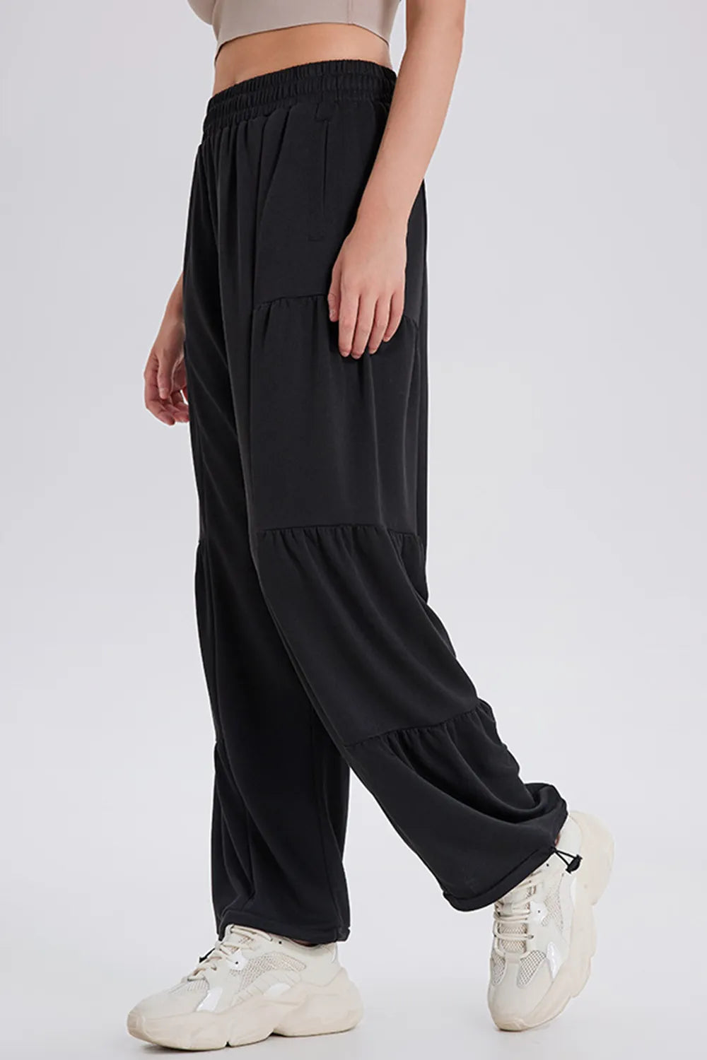 Drawstring Elastic Waist Ruched Joggers