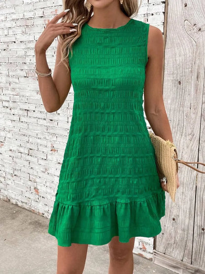 Tank top back lace up dress casual solid color