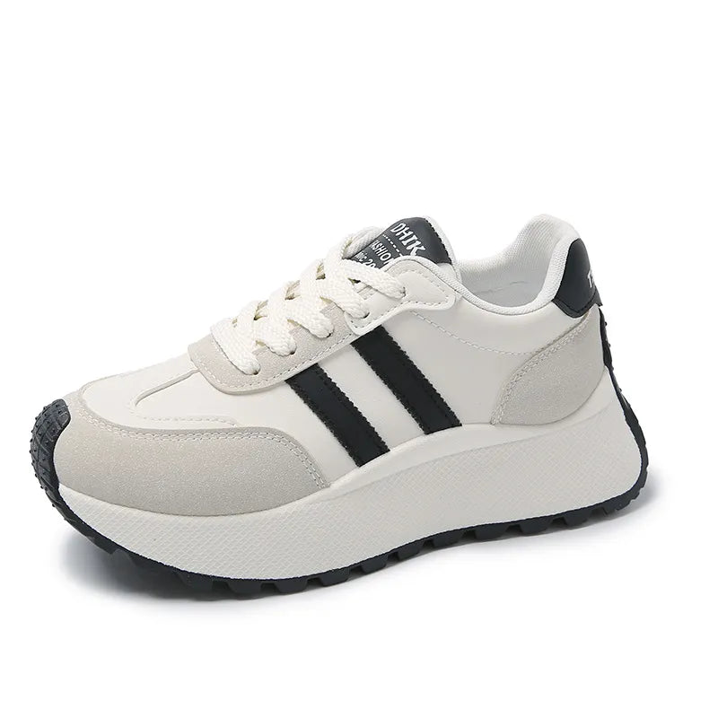Side Striped Lace Up Platform Athletic Sneakers