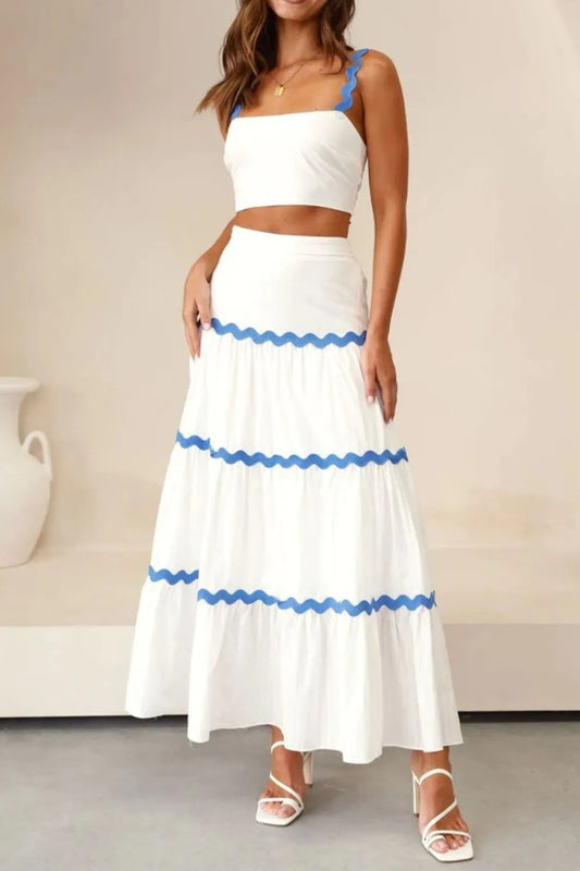 Contrast Trim Cami and Maxi Skirt Set