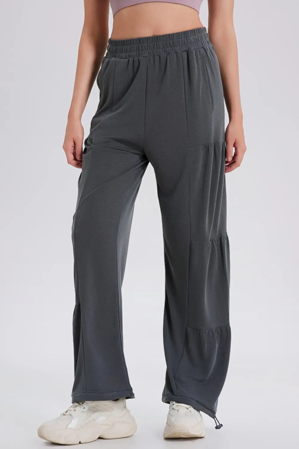 Drawstring Elastic Waist Ruched Joggers