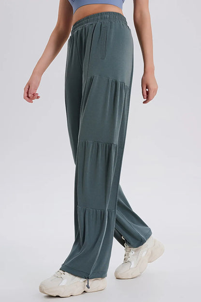 Drawstring Elastic Waist Ruched Joggers