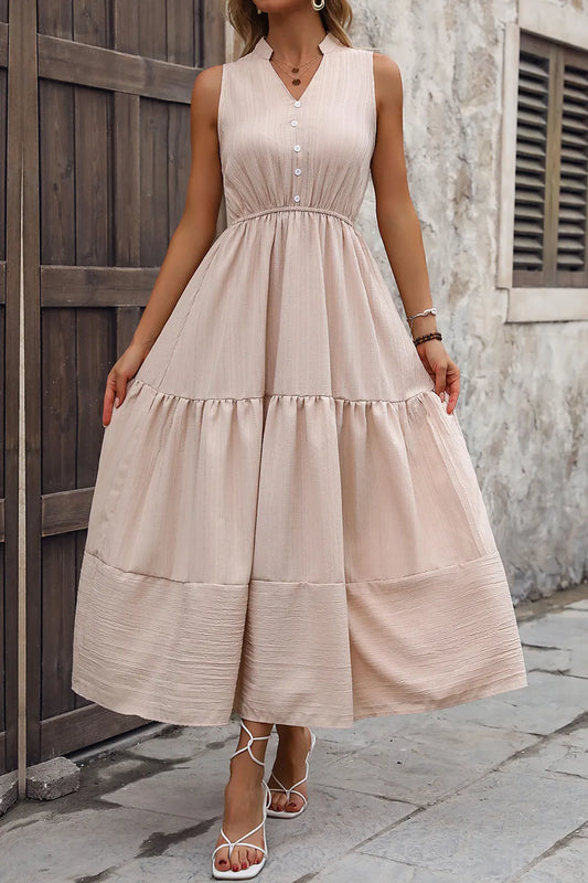 Summer new women's solid color temperament slim fit dress