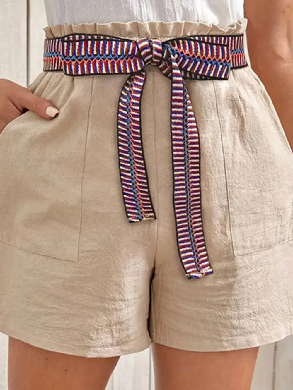 Tied High Waist Shorts