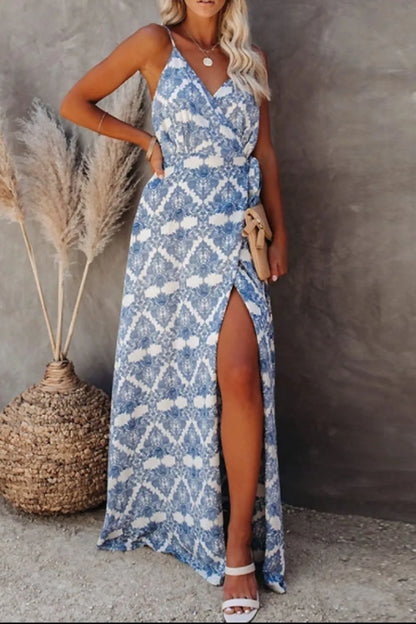 Printed Tied Maxi Cami Dress