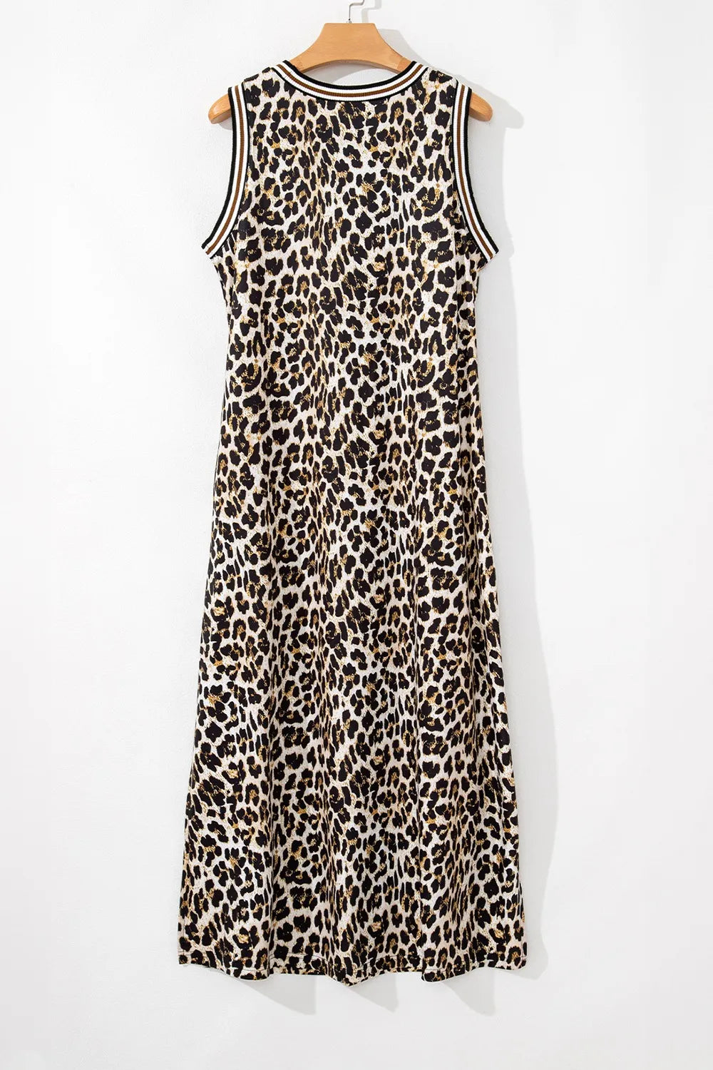 Side Slit Leopard Sleeveless Maxi Dress